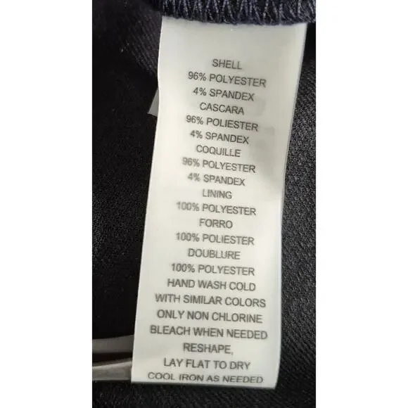 NWT Vince Camuto Navy Blue Polyester Dress White Embroidery Waffle Textured 18W - Picture 5 of 5